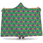 Fleur-De-Lis Mardi Gras Pattern Print Hooded Blanket