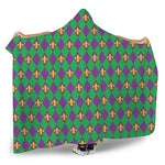 Fleur-De-Lis Mardi Gras Pattern Print Hooded Blanket