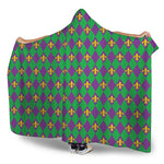 Fleur-De-Lis Mardi Gras Pattern Print Hooded Blanket
