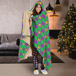 Fleur-De-Lis Mardi Gras Pattern Print Hooded Blanket