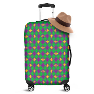 Fleur-De-Lis Mardi Gras Pattern Print Luggage Cover