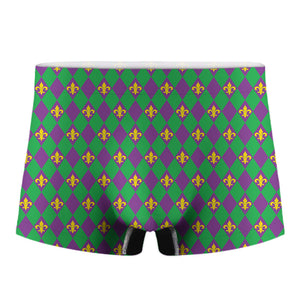 Fleur-De-Lis Mardi Gras Pattern Print Men's Boxer Briefs