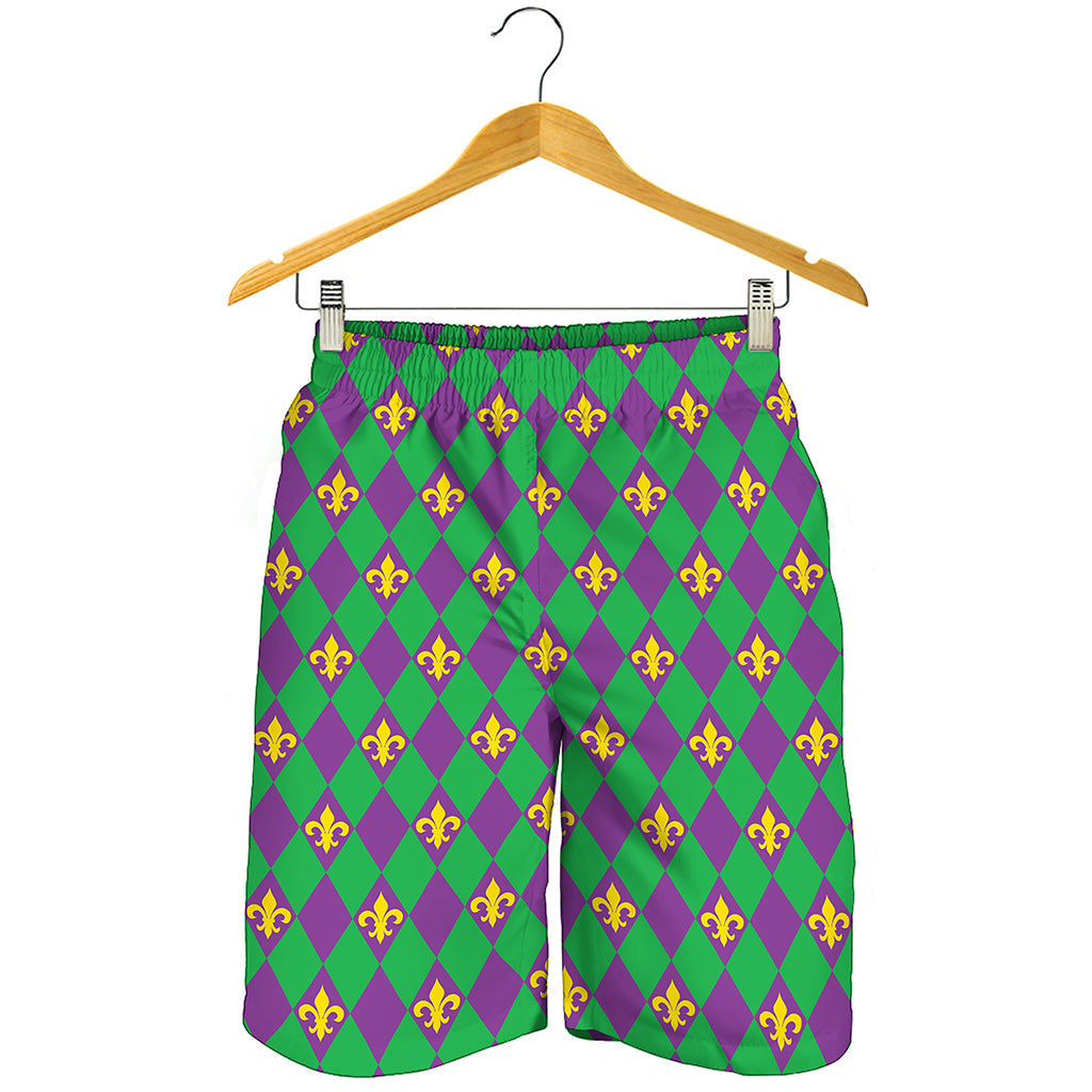 Fleur-De-Lis Mardi Gras Pattern Print Men's Shorts