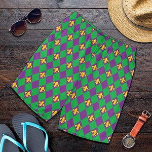 Fleur-De-Lis Mardi Gras Pattern Print Men's Shorts