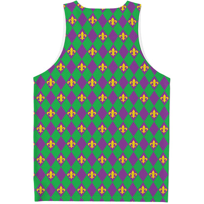 Fleur-De-Lis Mardi Gras Pattern Print Men's Tank Top