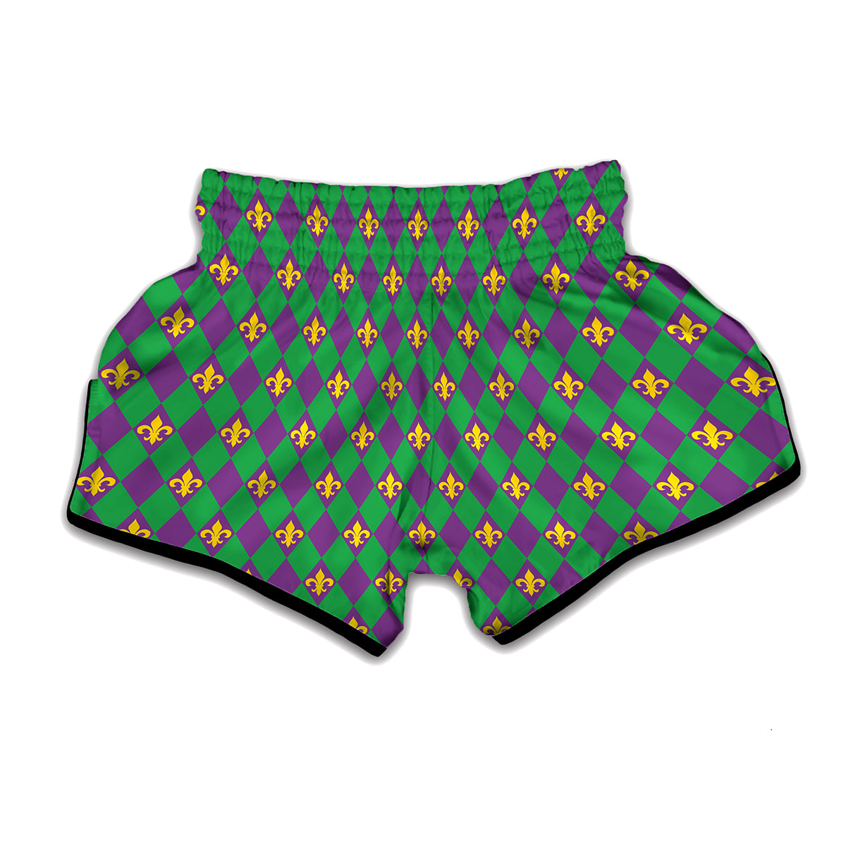 Fleur-De-Lis Mardi Gras Pattern Print Muay Thai Boxing Shorts