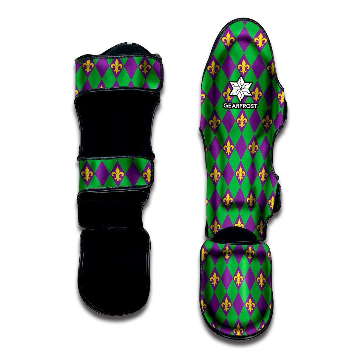 Fleur-De-Lis Mardi Gras Pattern Print Muay Thai Shin Guard