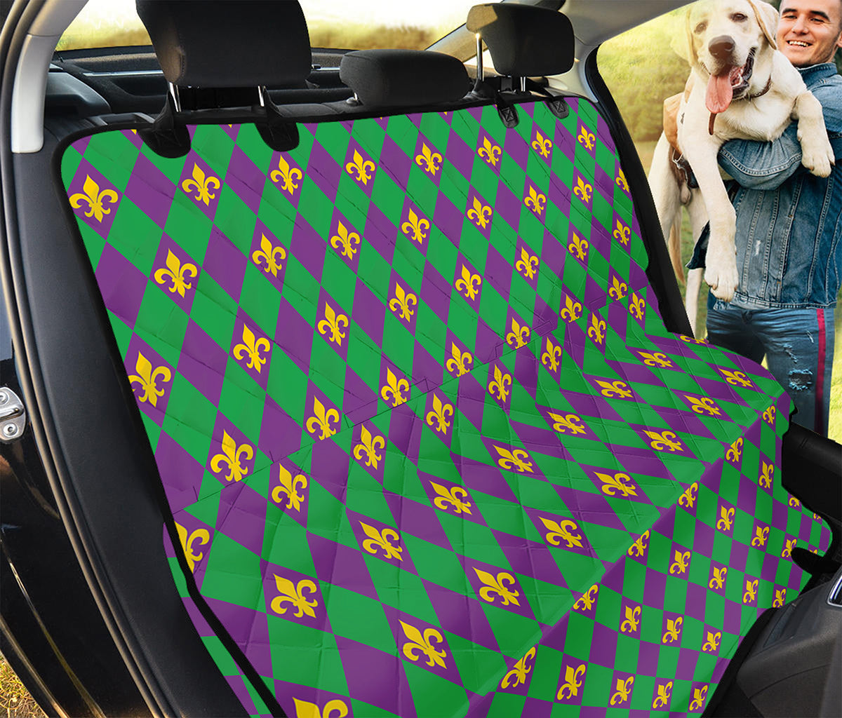 Fleur-De-Lis Mardi Gras Pattern Print Pet Car Back Seat Cover