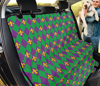 Fleur-De-Lis Mardi Gras Pattern Print Pet Car Back Seat Cover