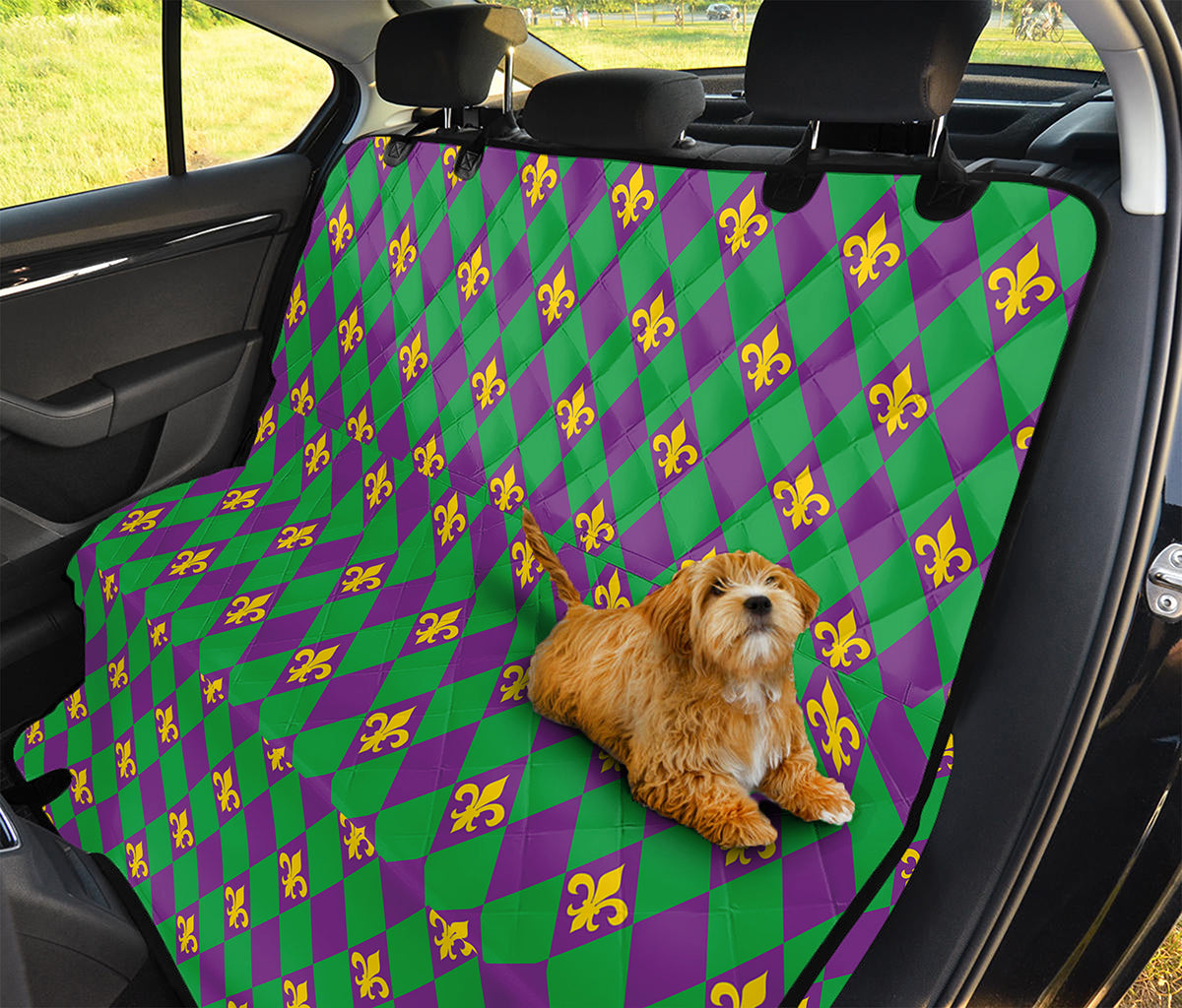 Fleur-De-Lis Mardi Gras Pattern Print Pet Car Back Seat Cover