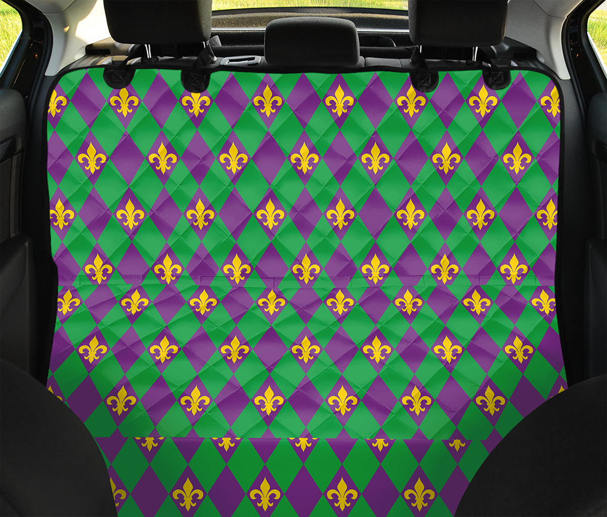 Fleur-De-Lis Mardi Gras Pattern Print Pet Car Back Seat Cover