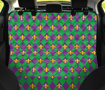 Fleur-De-Lis Mardi Gras Pattern Print Pet Car Back Seat Cover