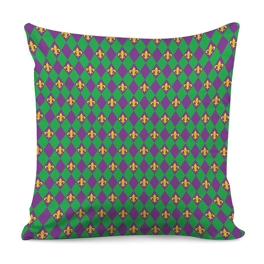 Fleur-De-Lis Mardi Gras Pattern Print Pillow Cover