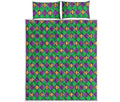 Fleur-De-Lis Mardi Gras Pattern Print Quilt Bed Set
