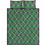 Fleur-De-Lis Mardi Gras Pattern Print Quilt Bed Set