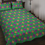 Fleur-De-Lis Mardi Gras Pattern Print Quilt Bed Set