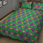 Fleur-De-Lis Mardi Gras Pattern Print Quilt Bed Set