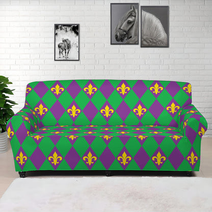 Fleur-De-Lis Mardi Gras Pattern Print Sofa Cover