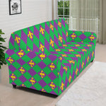 Fleur-De-Lis Mardi Gras Pattern Print Sofa Cover