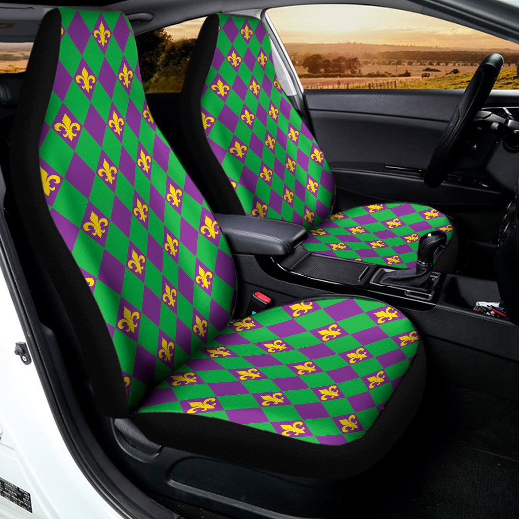 Fleur-De-Lis Mardi Gras Pattern Print Universal Fit Car Seat Covers