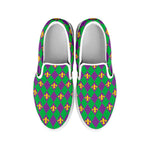 Fleur-De-Lis Mardi Gras Pattern Print White Slip On Shoes