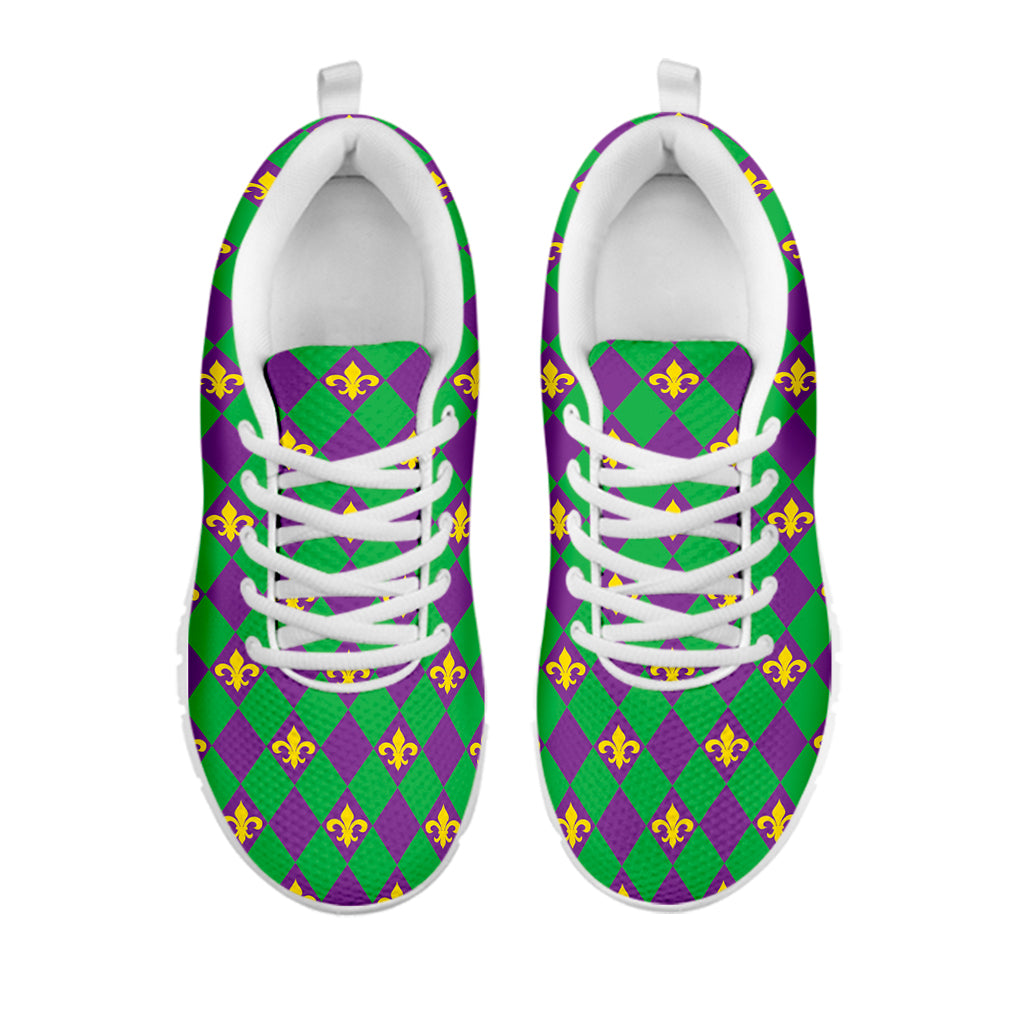 Fleur-De-Lis Mardi Gras Pattern Print White Sneakers