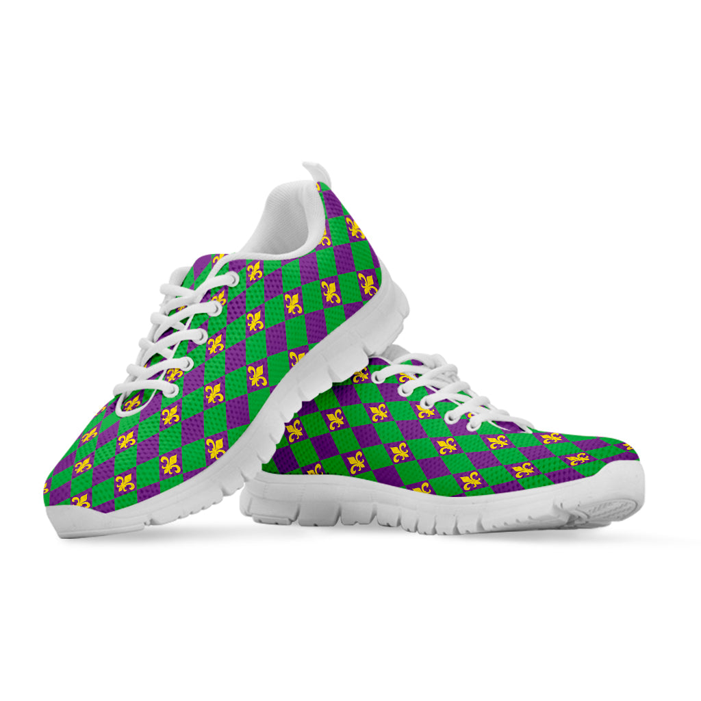 Fleur-De-Lis Mardi Gras Pattern Print White Sneakers