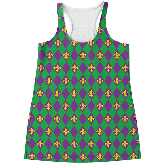 Fleur-De-Lis Mardi Gras Pattern Print Women's Racerback Tank Top