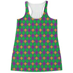 Fleur-De-Lis Mardi Gras Pattern Print Women's Racerback Tank Top