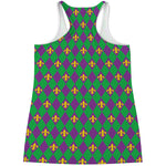 Fleur-De-Lis Mardi Gras Pattern Print Women's Racerback Tank Top