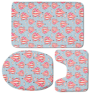 Floral Air Balloon Pattern Print 3 Piece Bath Mat Set