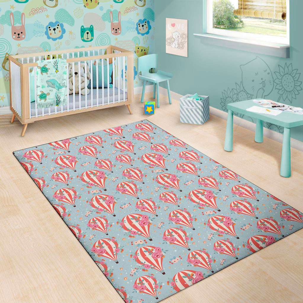 Floral Air Balloon Pattern Print Area Rug