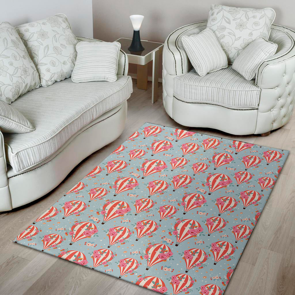 Floral Air Balloon Pattern Print Area Rug