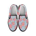 Floral Air Balloon Pattern Print Black Slip On Shoes