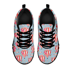 Floral Air Balloon Pattern Print Black Sneakers