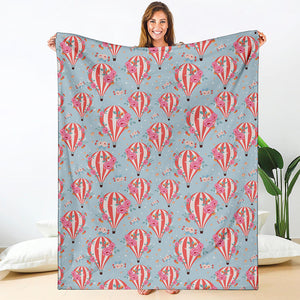 Floral Air Balloon Pattern Print Blanket