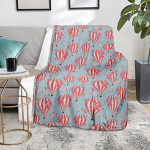 Floral Air Balloon Pattern Print Blanket