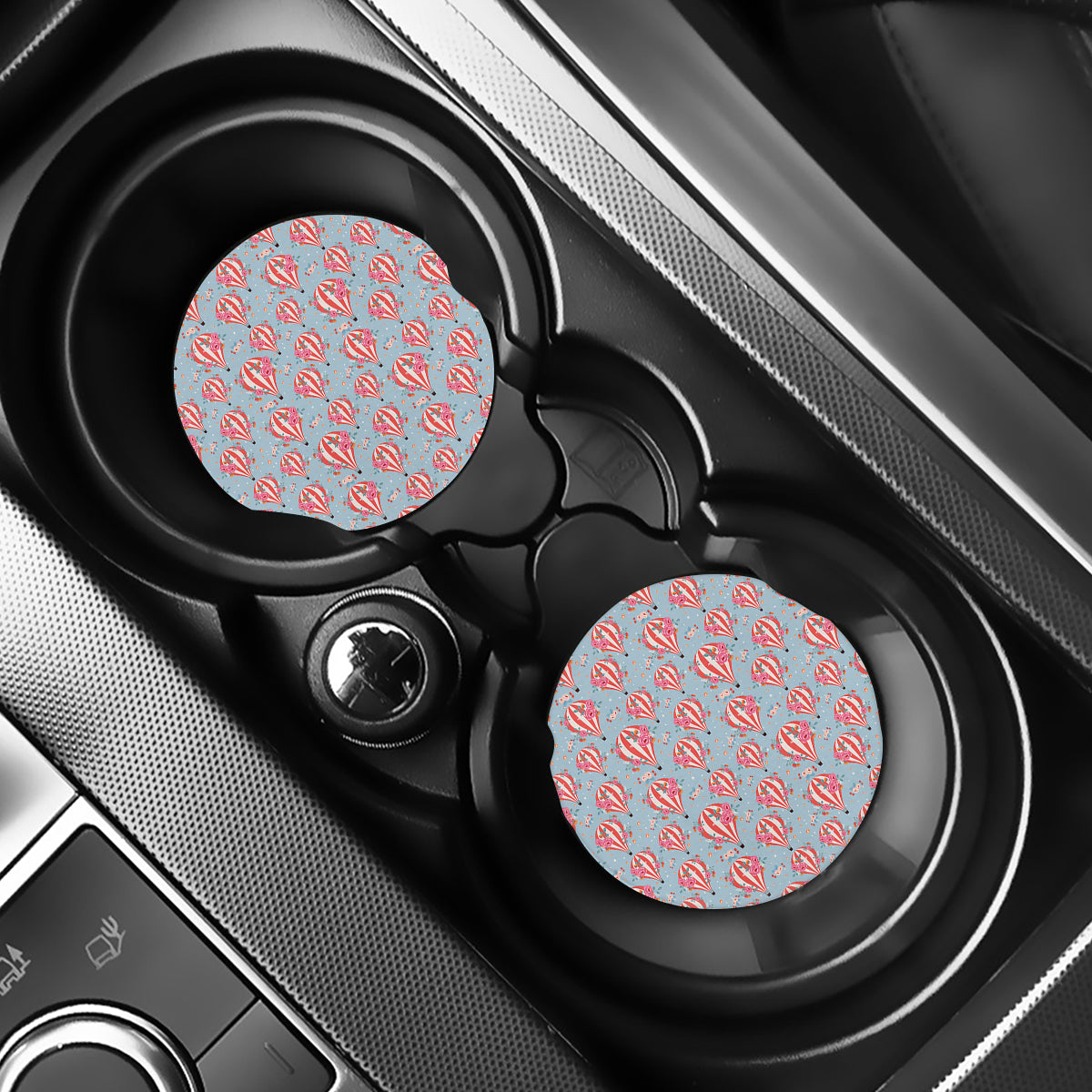 Floral Air Balloon Pattern Print Car Coasters