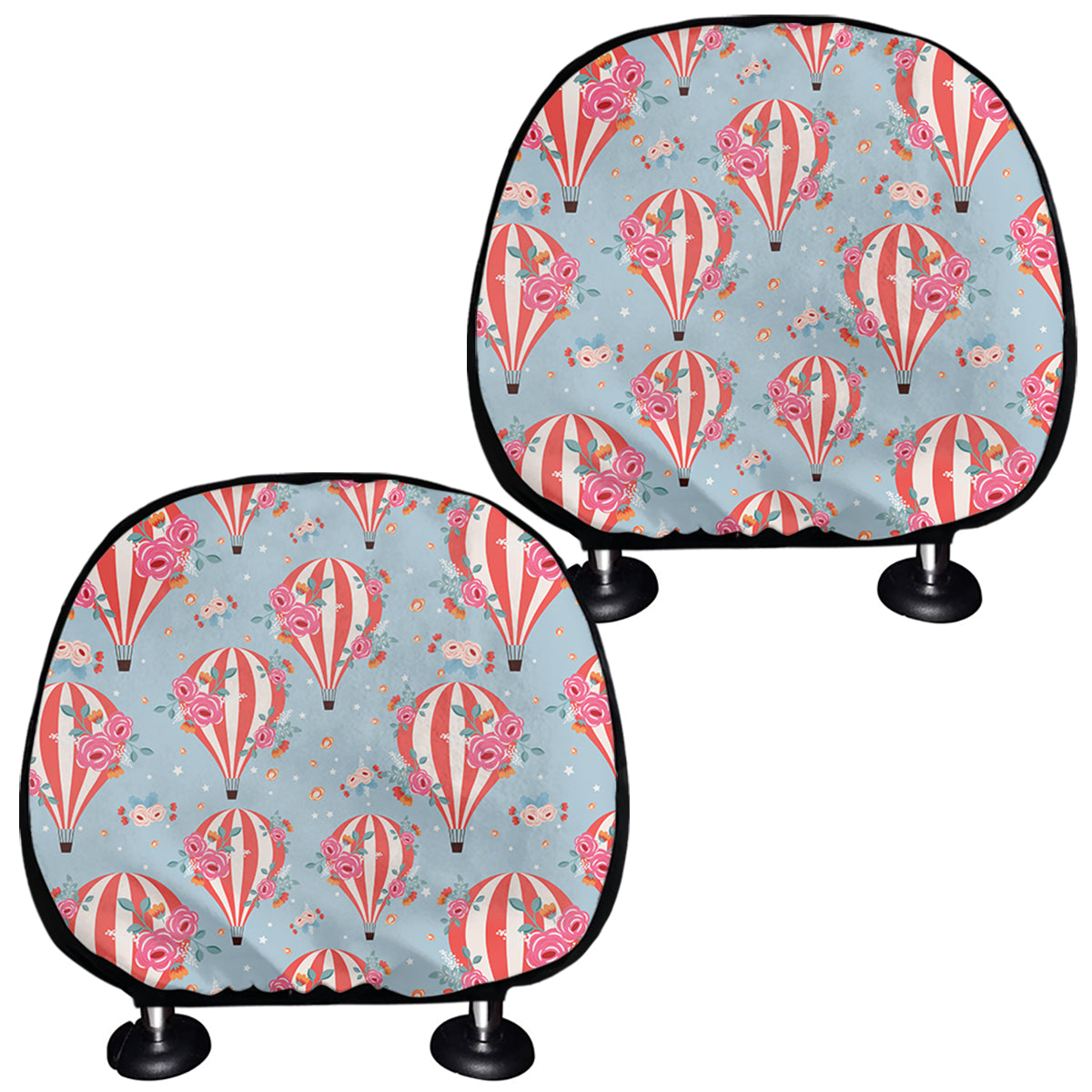 Floral Air Balloon Pattern Print Car Headrest Covers