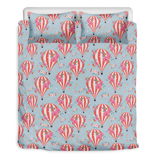 Floral Air Balloon Pattern Print Duvet Cover Bedding Set