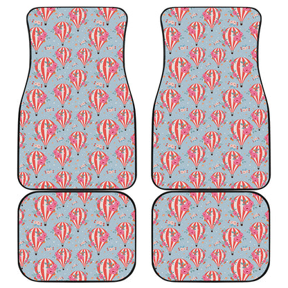 Floral Air Balloon Pattern Print Front and Back Car Floor Mats