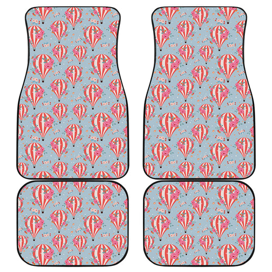 Floral Air Balloon Pattern Print Front and Back Car Floor Mats