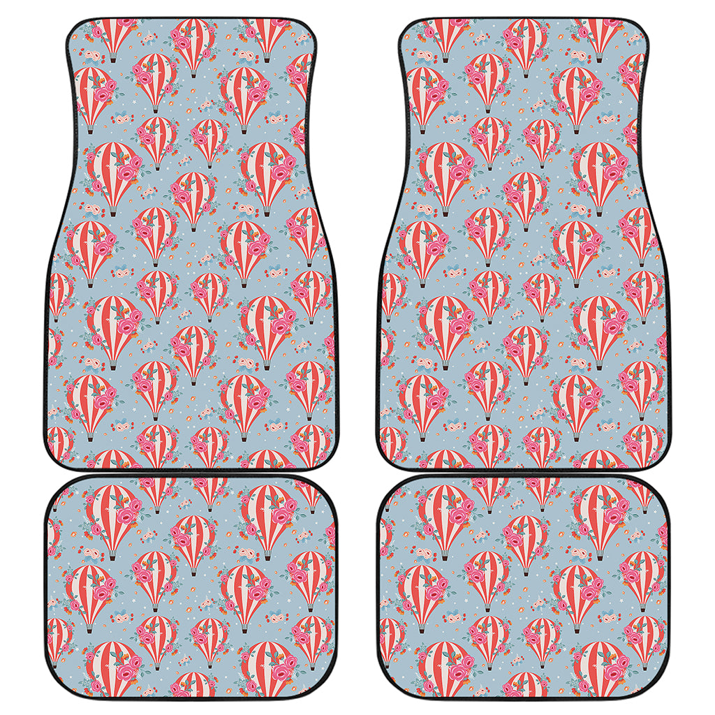 Floral Air Balloon Pattern Print Front and Back Car Floor Mats