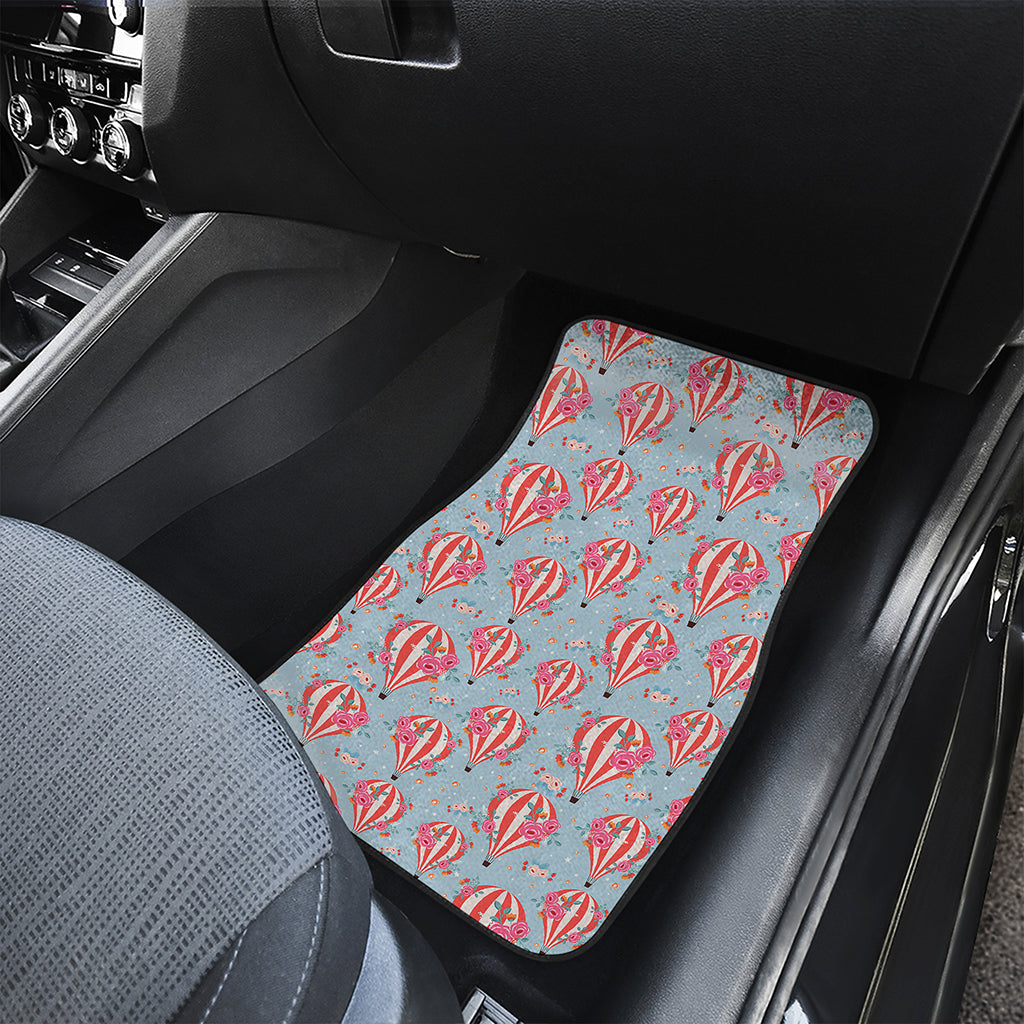 Floral Air Balloon Pattern Print Front and Back Car Floor Mats