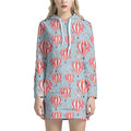 Floral Air Balloon Pattern Print Pullover Hoodie Dress