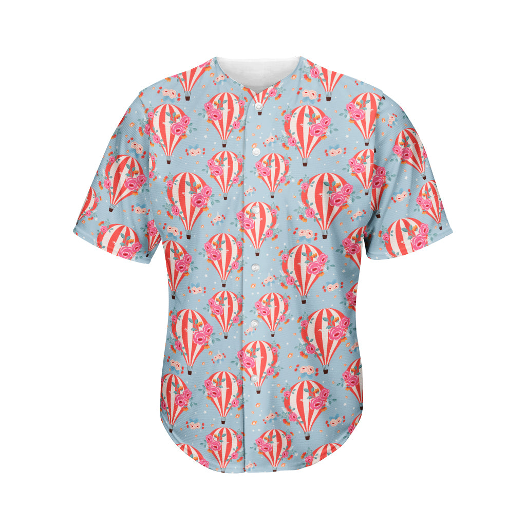 Floral Air Balloon Pattern Print Men's Baseball Jersey