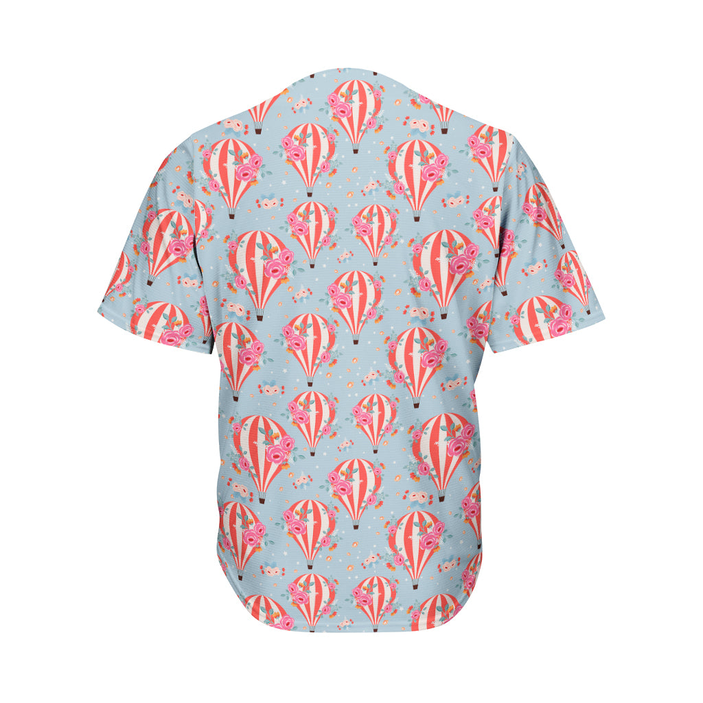 Floral Air Balloon Pattern Print Men's Baseball Jersey