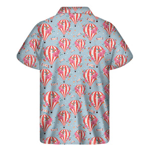 Floral Air Balloon Pattern Print Men's Short Sleeve Shirt