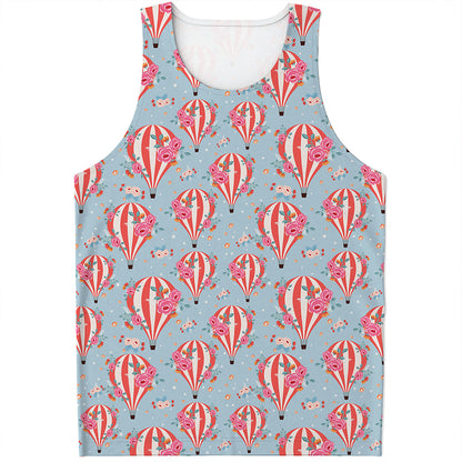 Floral Air Balloon Pattern Print Men's Tank Top