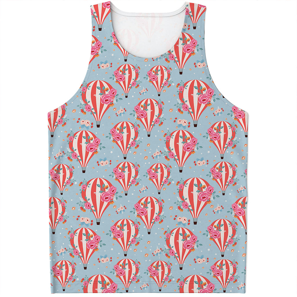 Floral Air Balloon Pattern Print Men's Tank Top